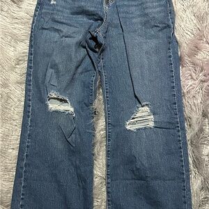 Wild Fable Distressed Straight Leg Stretch Jeans - Blue